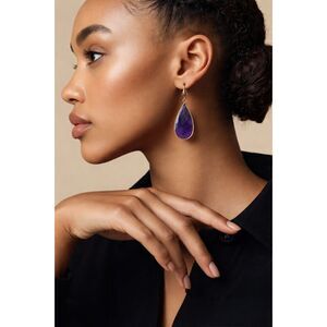 Amethyst Teardrop Earrings NWT 2.5"